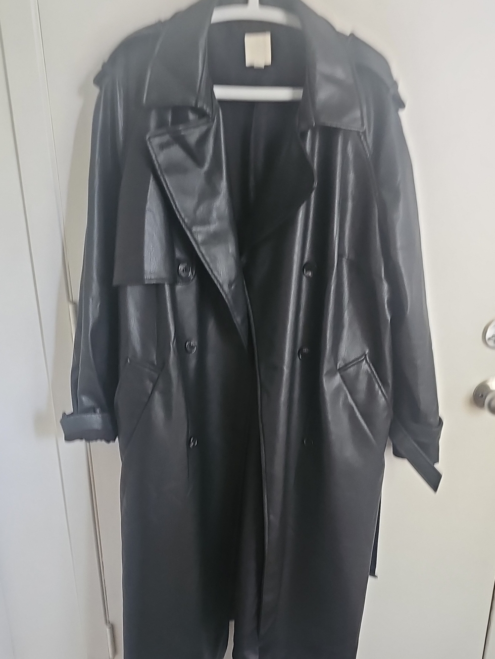 H&M Black Trench Coat with Belt Detail